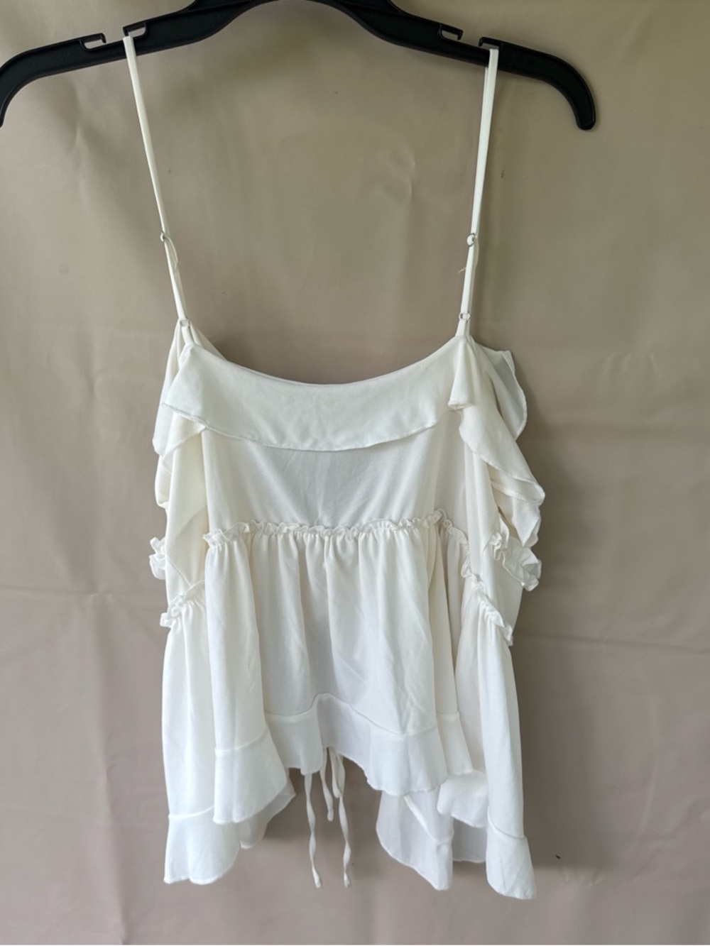 Ivory Ruffled Tie-Front blouse - Picture 2 of 4